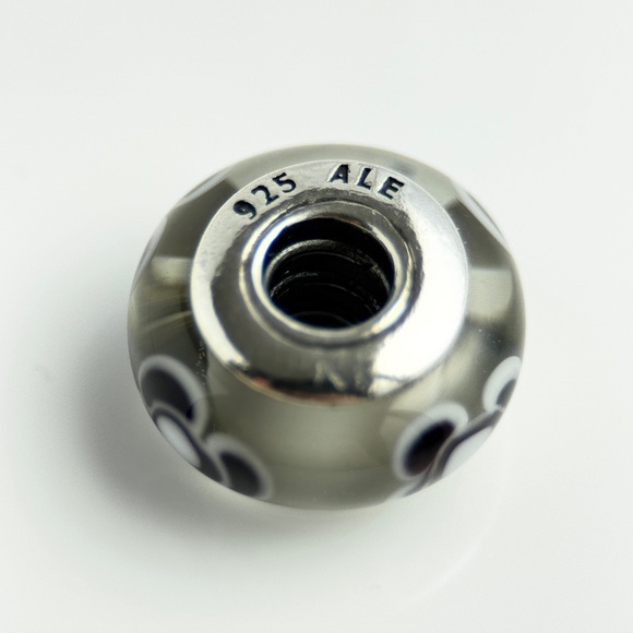 PANDORA Black Flowers For You Murano Charm 790641 Sterling Silver Core‎ Retired - Picture 4 of 11